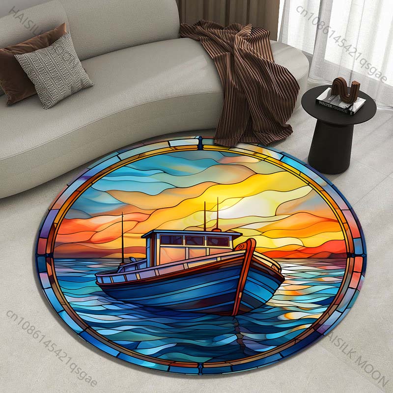 Commercial Glass Printing - Multiple sizes Stained glass boat at