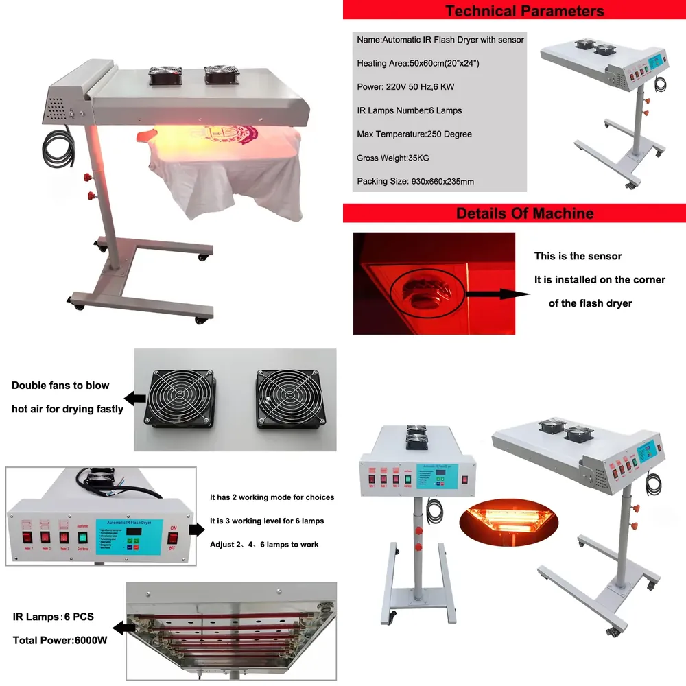 Flash Dryer Screen Print - Temperature Control Flash Dryer Machine 6KW