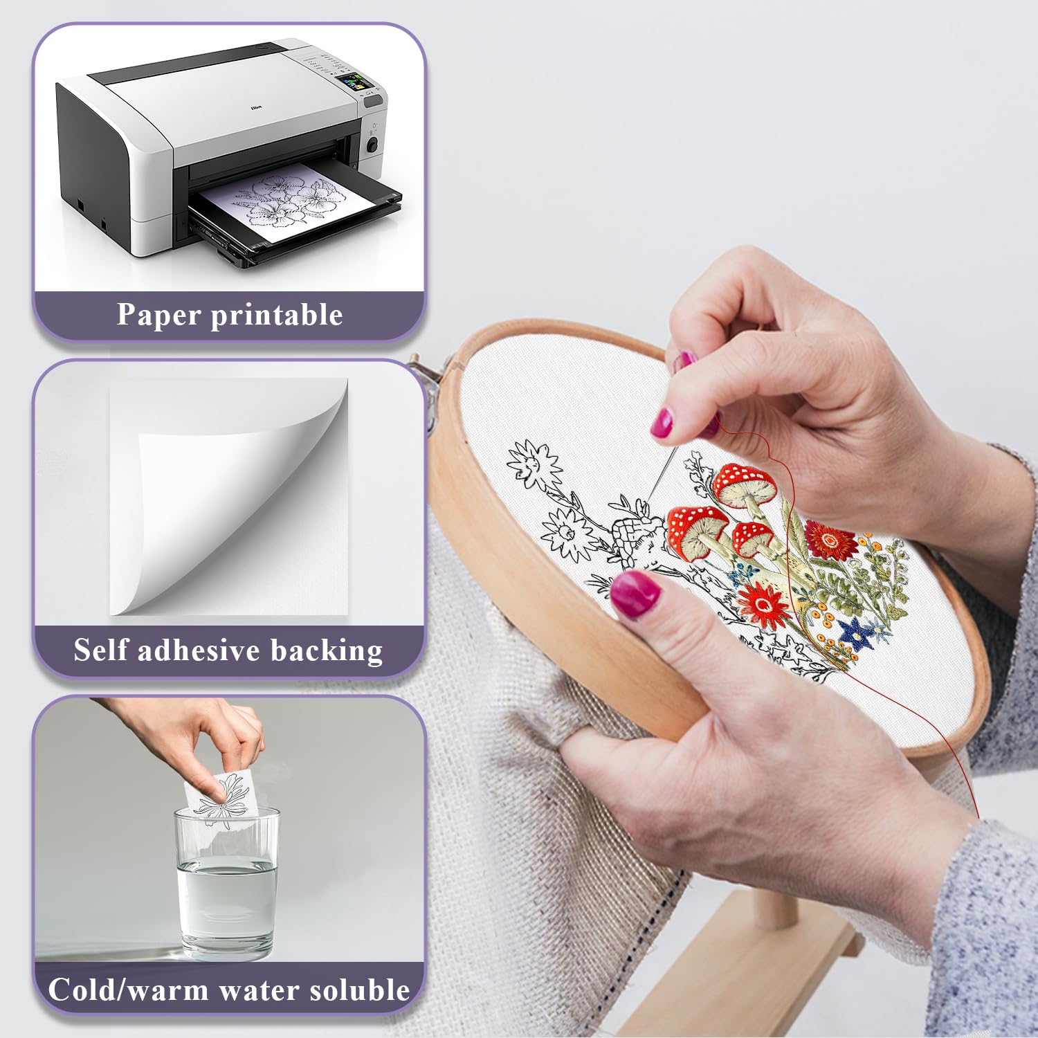 10/5Pcs Water Soluble Embroide - Embroidery Stabilizer Backing ulasan dan harga