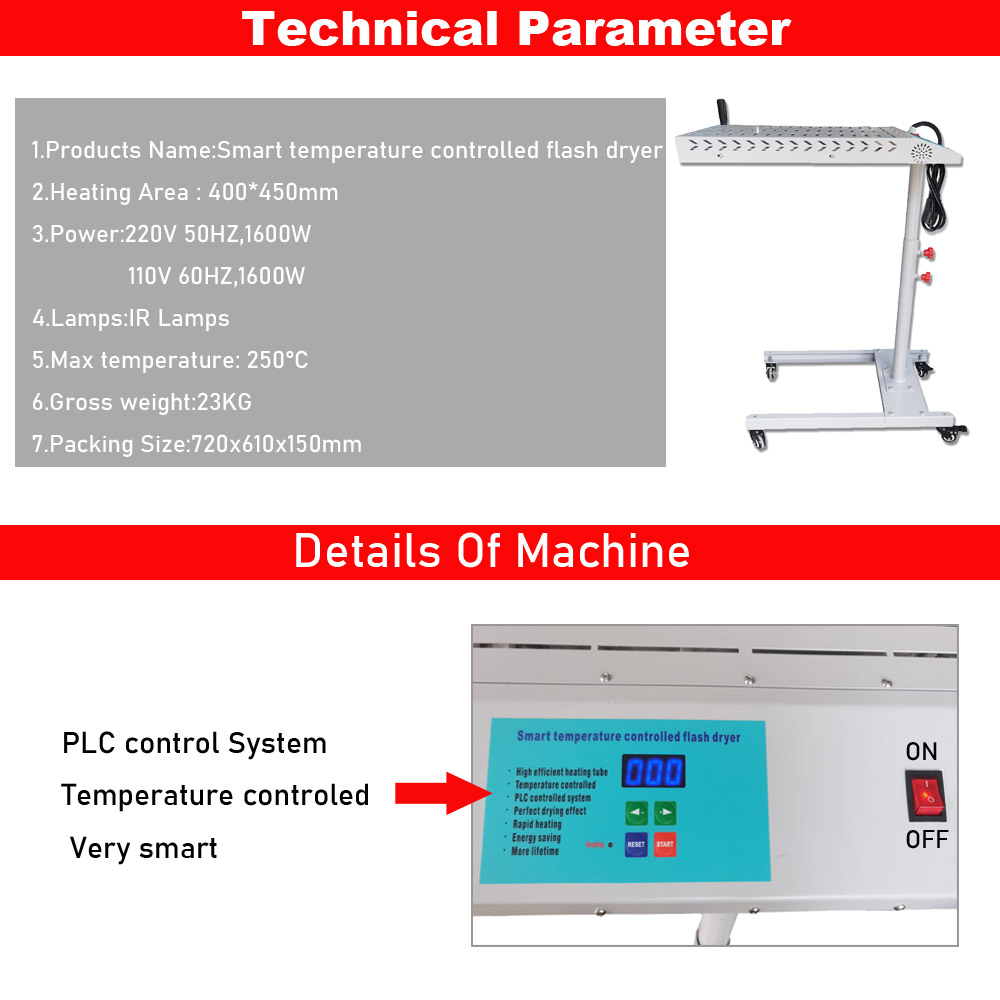 40x40cm/16x16inch 1.6KW Infrar - Flash Dryer Screen Print ulasan dan harga